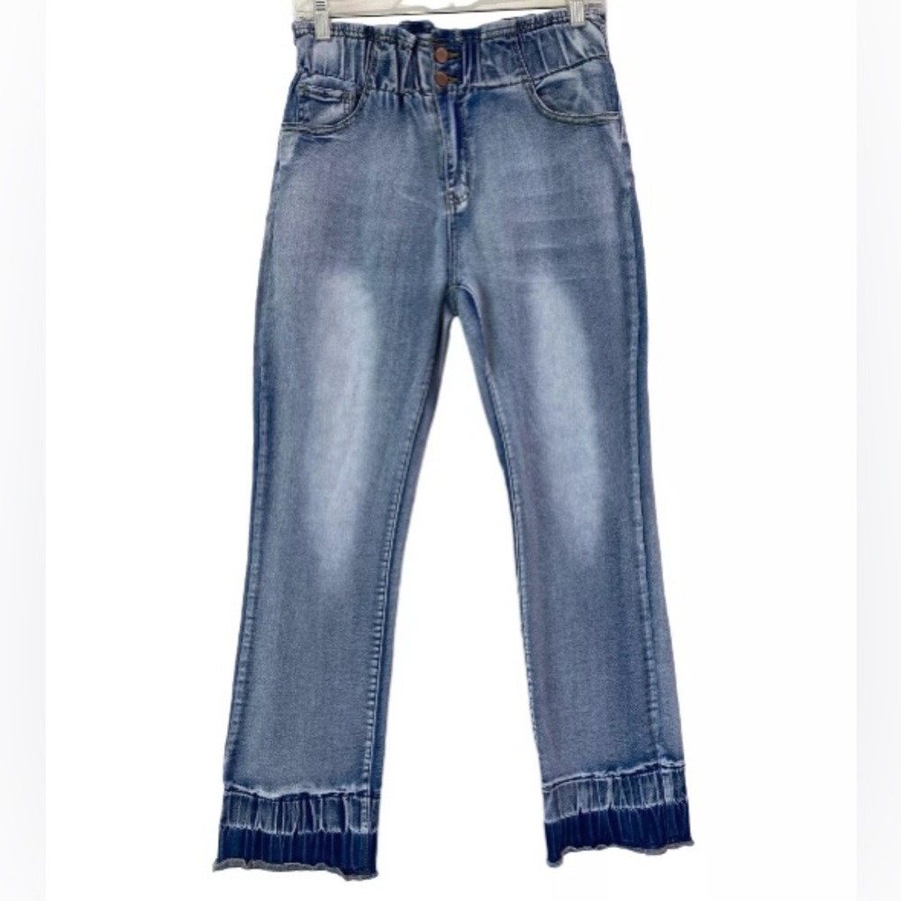 Bamboo Paper Bag Denim Jogger Boho Festival Women’s Size 9/10 Retrowash Y2k